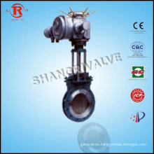 Electric knife gate valve gear operated